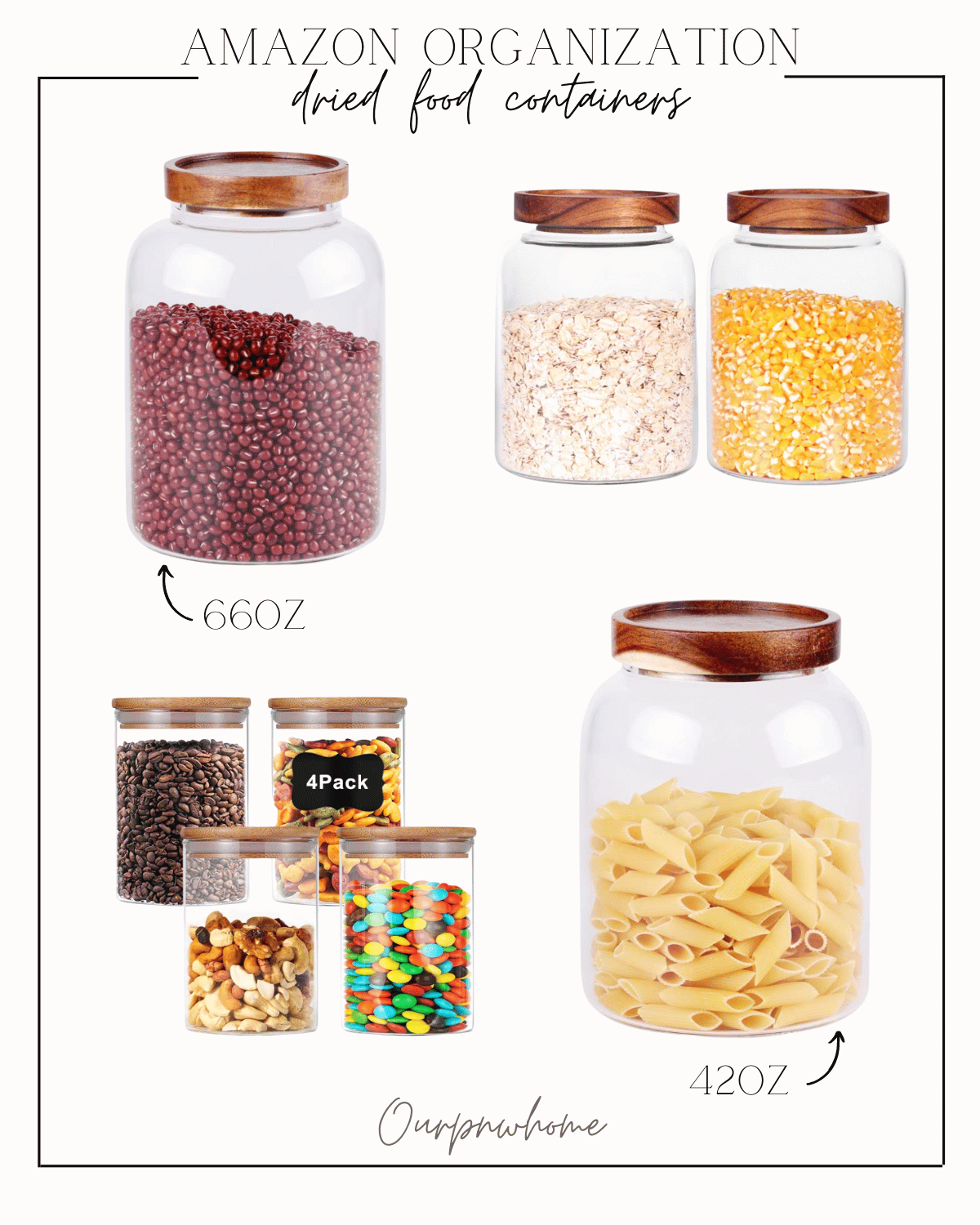 dry food containers, glass jars, organizers, amazon kitchen organization, glass jar containers, storage