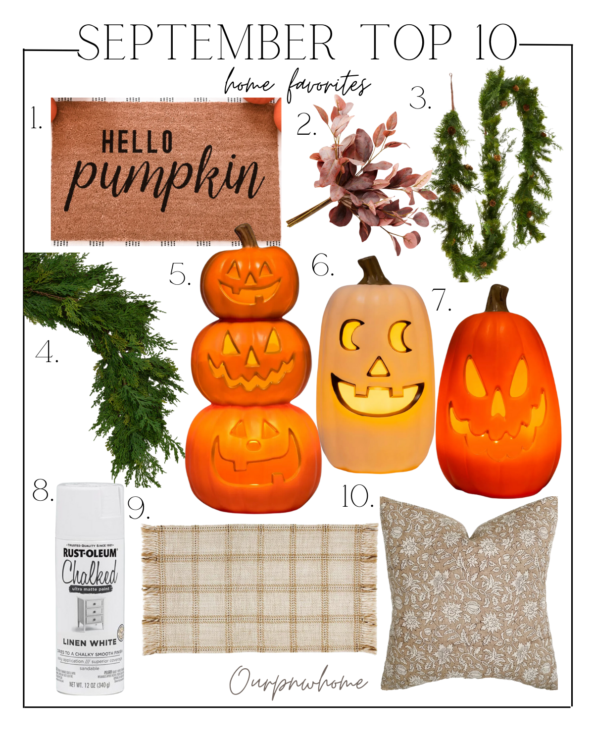 september's best selling items | #september #best #selling #items #topsellers #fall #homedecor #hellopumpkin #fauxfloral #garland #christmas #pumpkins #spraypaint #rug #stripes #pillow