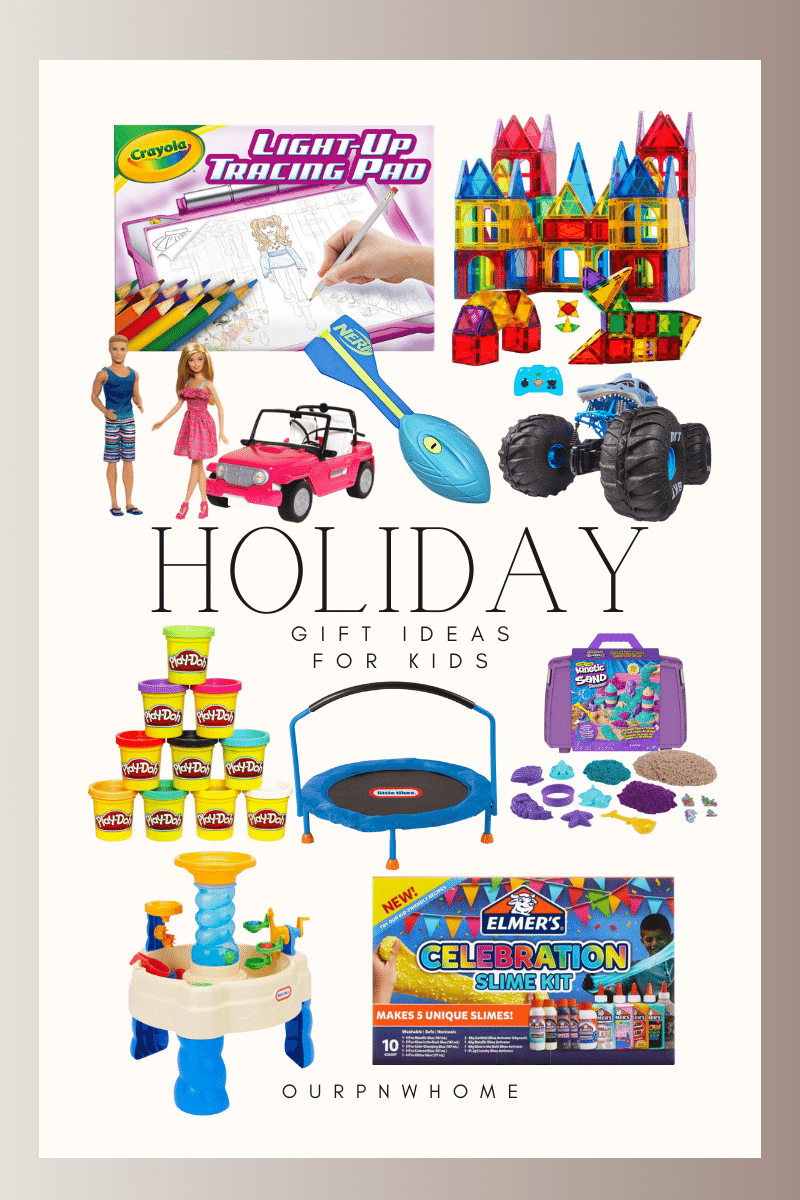 8 holiday gift guides for everyone you are shopping for | #giftguide #holiday #giftideas #christmas #christmasgift #christmasshopping #gifts #giftforkids #giftsfortoddlers #artsandcrafts #barbie #monsterjam #sand #trampoline #littletikes
