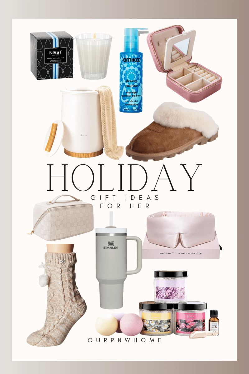 8 holiday gift guides for everyone you are shopping for | #giftguide #giftideas #christmas #christmasgift #christmasshopping #gifts #giftsforher #giftsideaforher #giftsformom #giftsforwife #beauty #luxury #slippers #travel #stanley #holiday