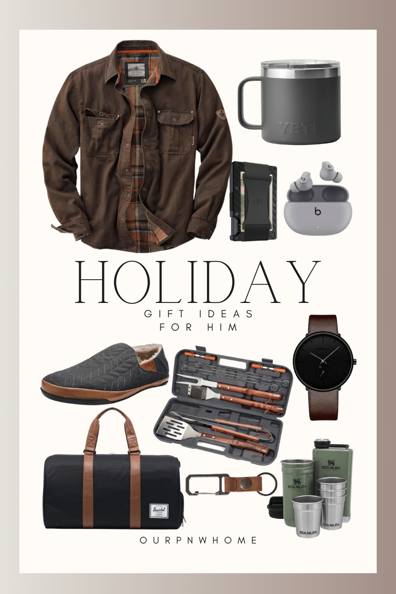 8 holiday gift guides for everyone you are shopping for | #giftguide #giftideas #christmas #christmasgift #christmasshopping #gifts #giftideasforhim #giftsforhusband #giftsforboyfriend #outdoors #camping #earbuds #yeti #slippers #watch #wallet #travel #holiday