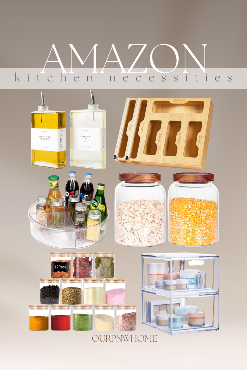 modern kitchen necessities amazon | #modern #kitchen #necessities #amazon #storage #organization #musthave #essentials #oliveoil #bagorganizer #glassjar #foodstorage #lazysusan #spicejars