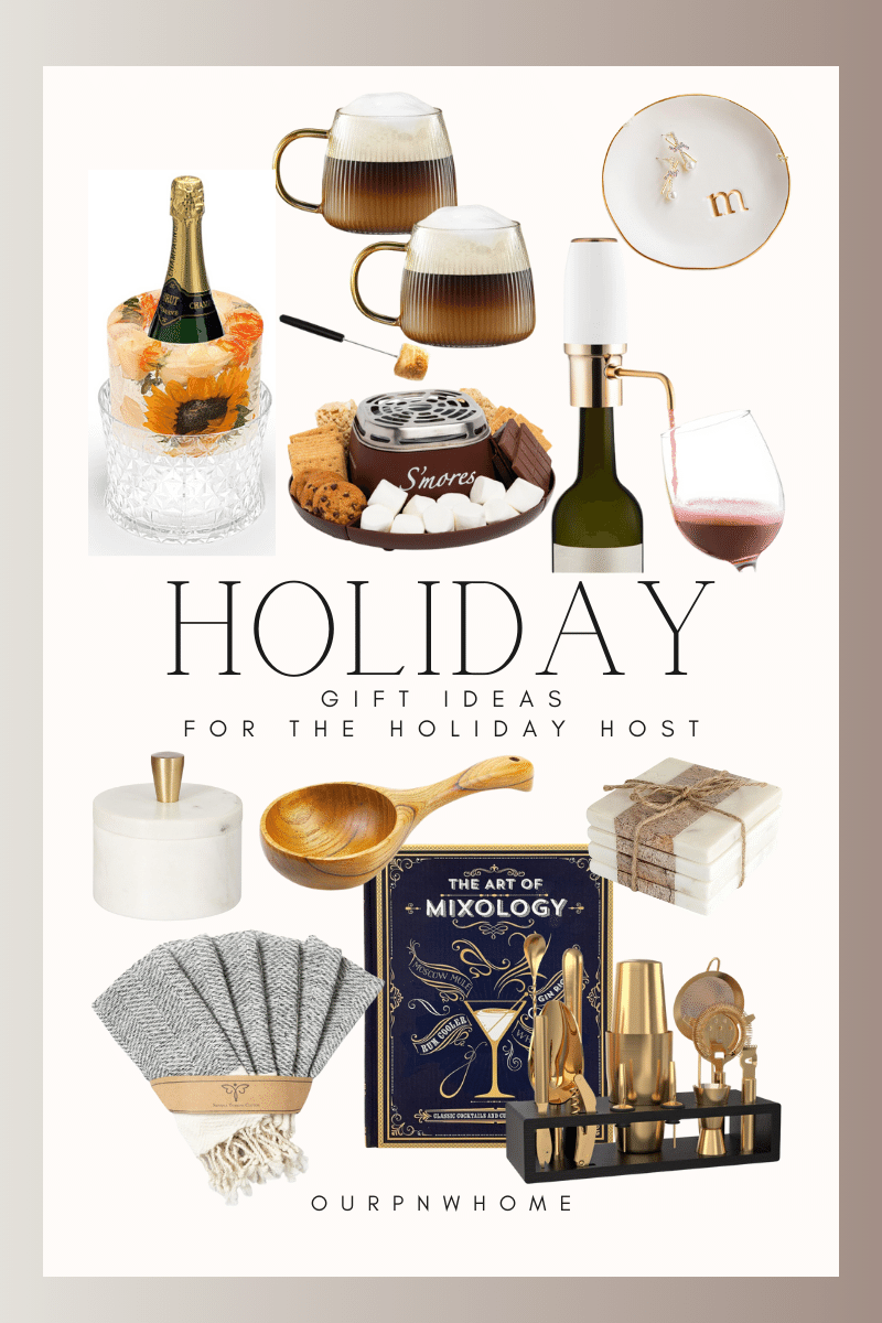 last minute gift ideas | #last #minute #giftideas #hostgift #hostessgift #holidayhost #winechiller #smores #mugs #wine #saltcellar #wooden #mixology #bartender #towels #coasters