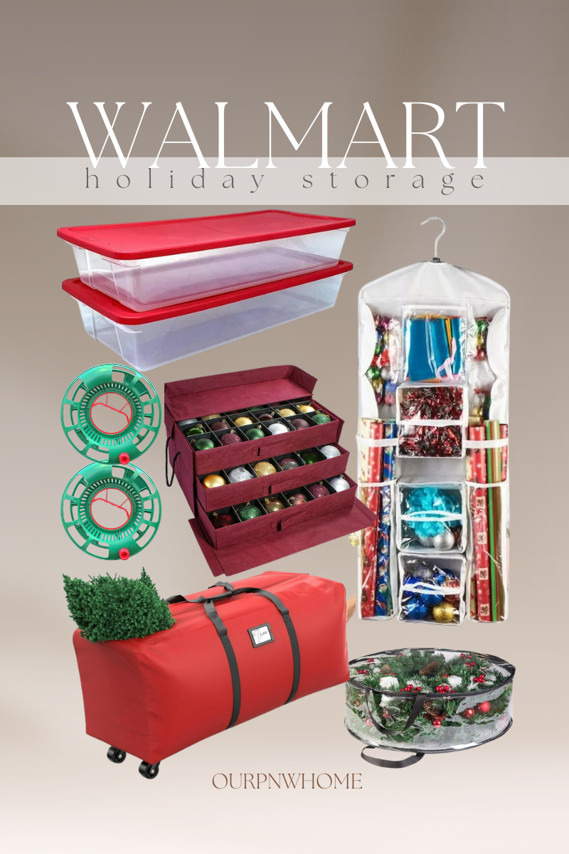 wrap up christmas with these storage essentials | #wrap #up #christmas #storage #essentials #christmastree #ornament #holiday #walmart #giftwrap #rollingstorage