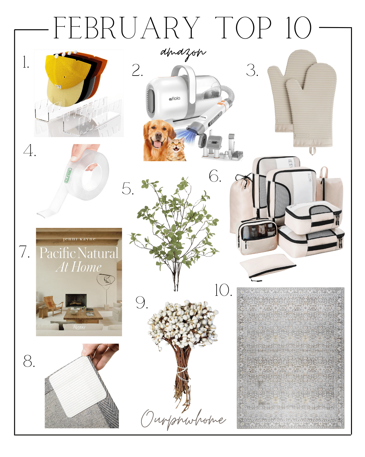 February's favorite home finds | February, monthly top seller, best seller, home, home decor, home finds, home favorites, organizer, spring cleaning, spring stems, spring decor, kitchen, coffee table book, area rug, packing, travel, travel essentials