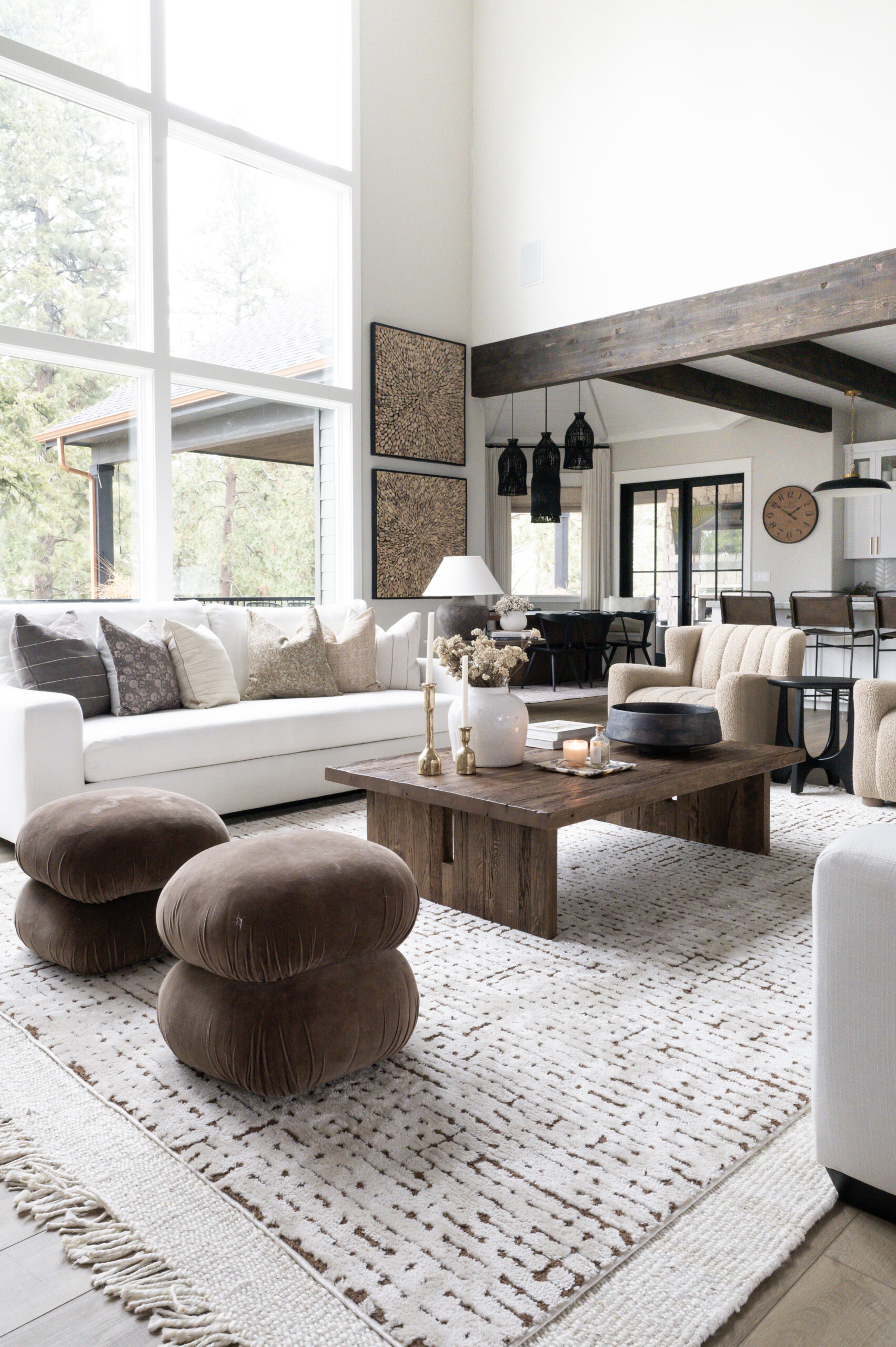 our pnw home x surya rug line launch day | ourpnwhome, surya, rug, launch, home, home decor, neutral home, minimalist home, area rug, living room, living room inspo, pouf, sofa, centerpiece, throw pillows
