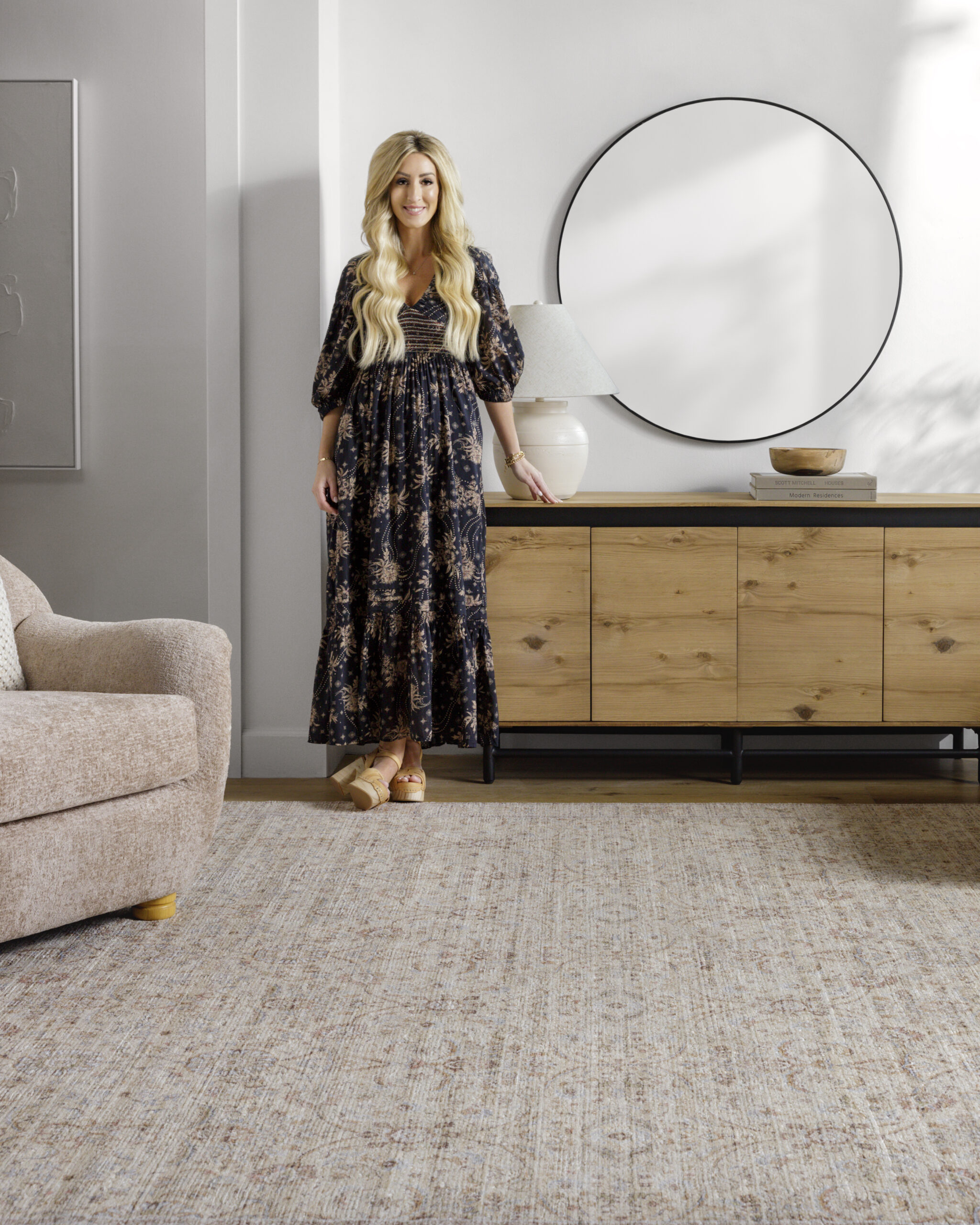 our pnw home x surya rug line launch day | ourpnwhome, surya, rug, launch, home, home decor, neutral home, minimalist home, area rug, home decor ideas, free people, dress, heels