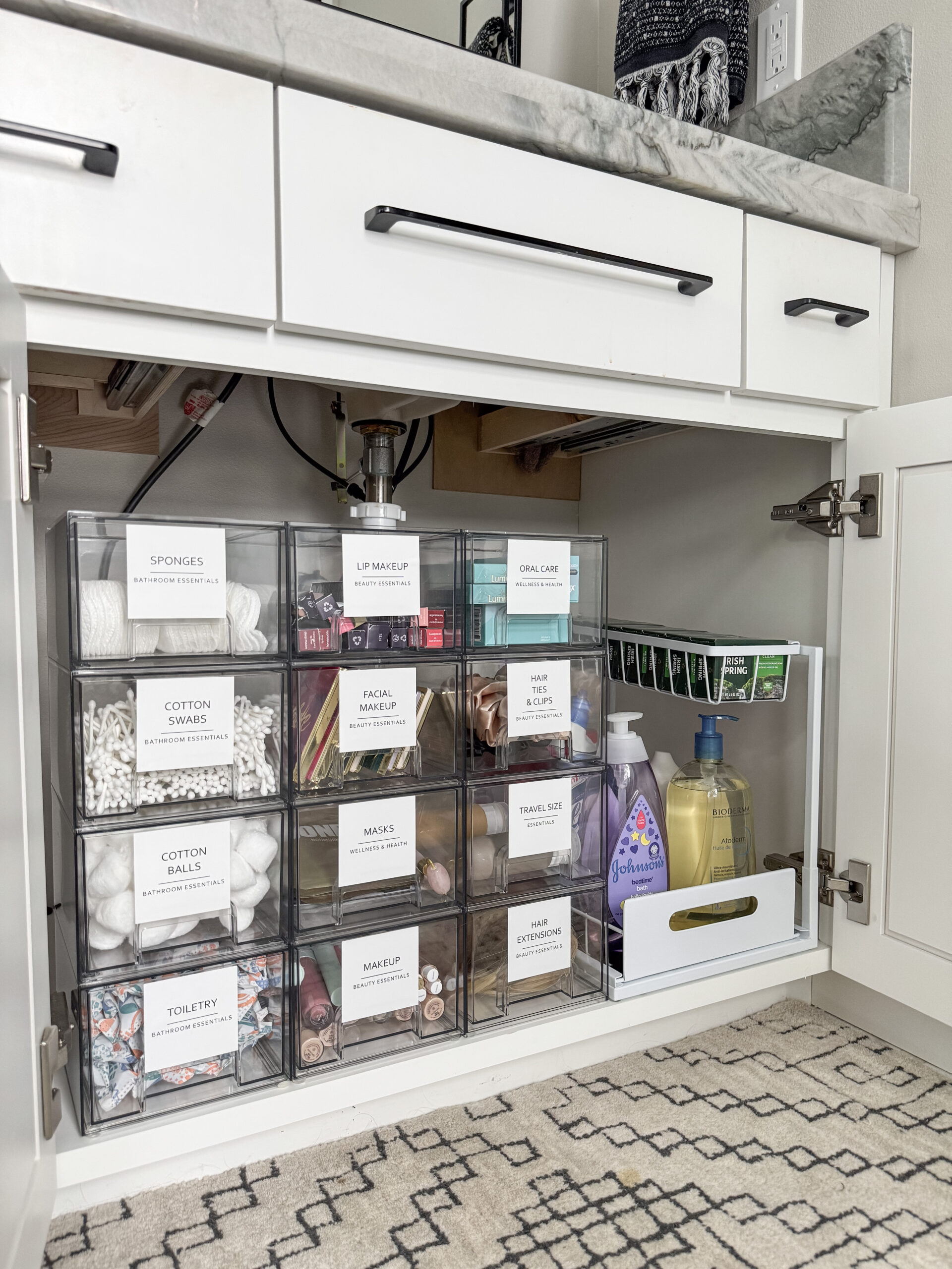 The Art of Home Organization: Simple Strategies, under sink organization, acrylic drawers, stackable drawers, pull out drawer, organization