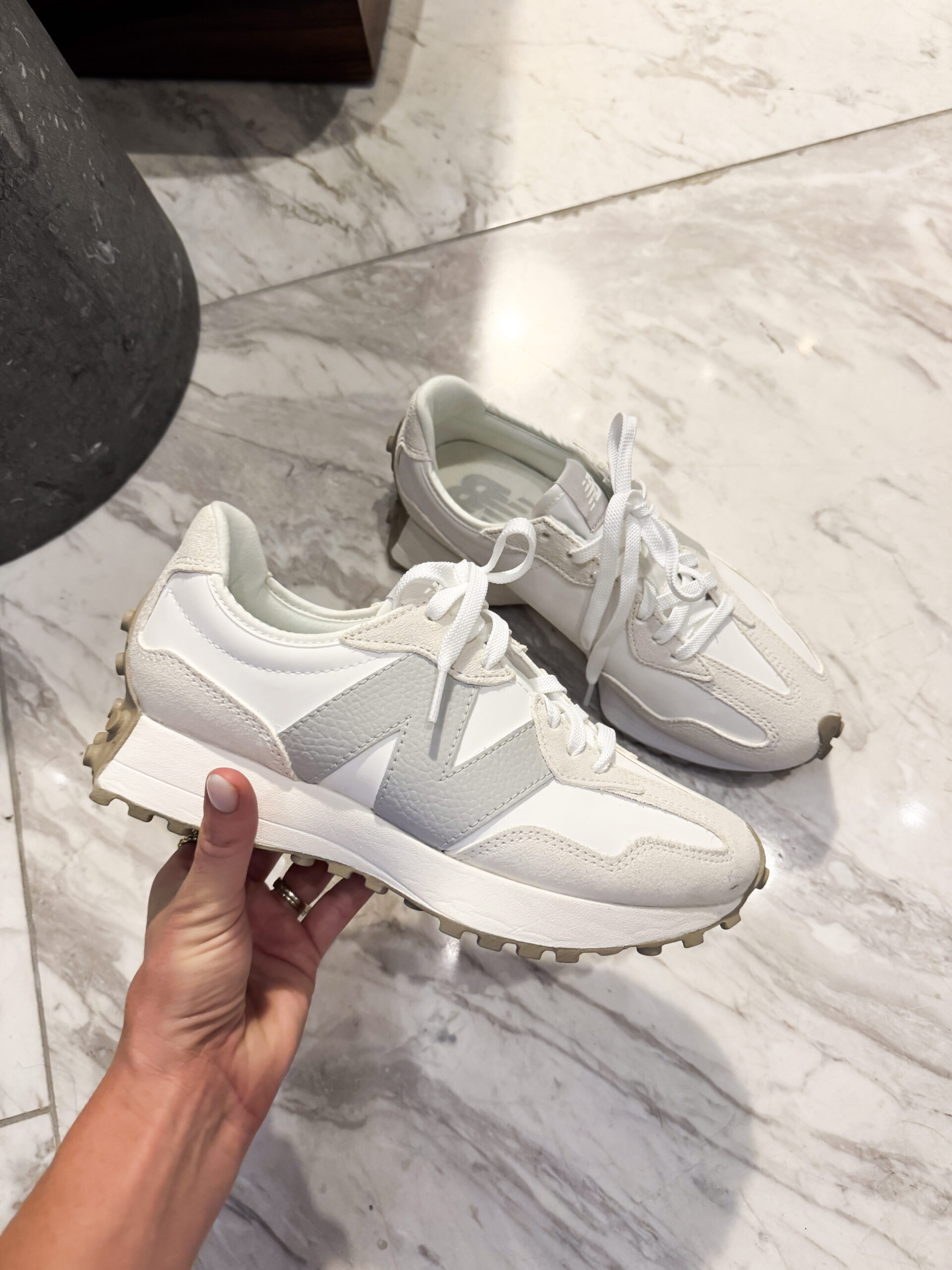 image of new balance sneakers, perfect for late summer or early fall outfits
