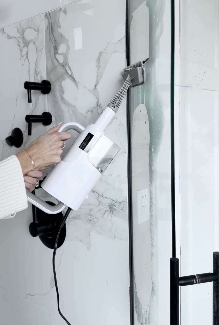 steam mop cleaning shower glass door