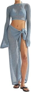 blue crochet swim coverup