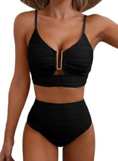 swimsuit 2 piece gold hardware
