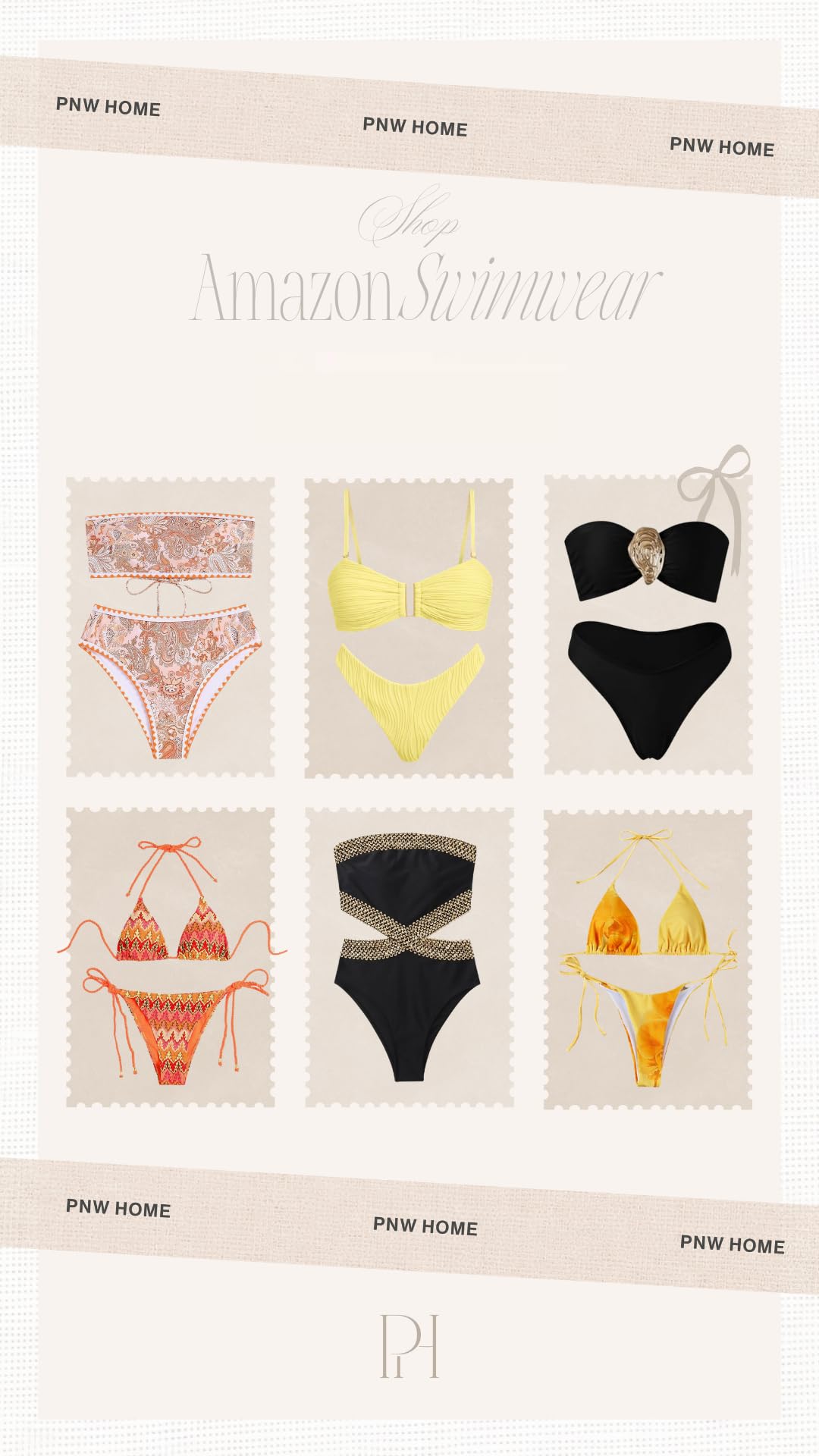 collage graphic of bathing suits from amazon