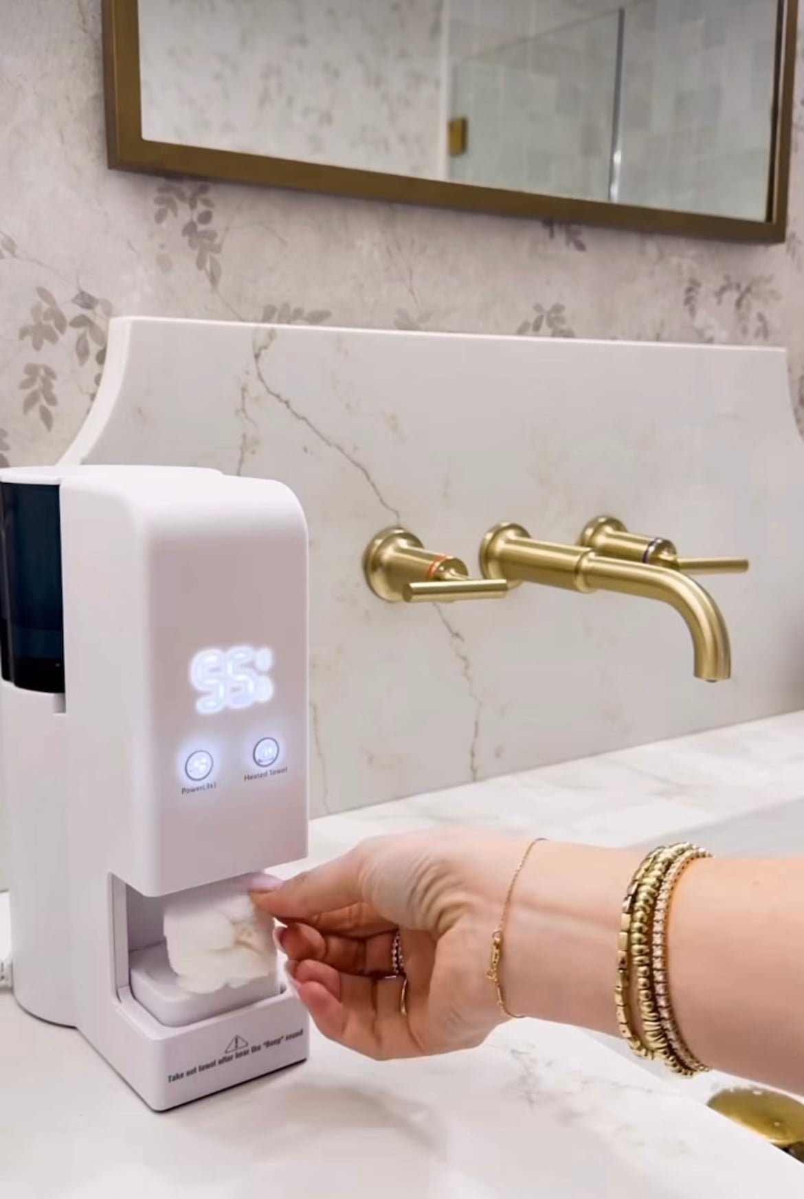 hot towel dispenser on counter