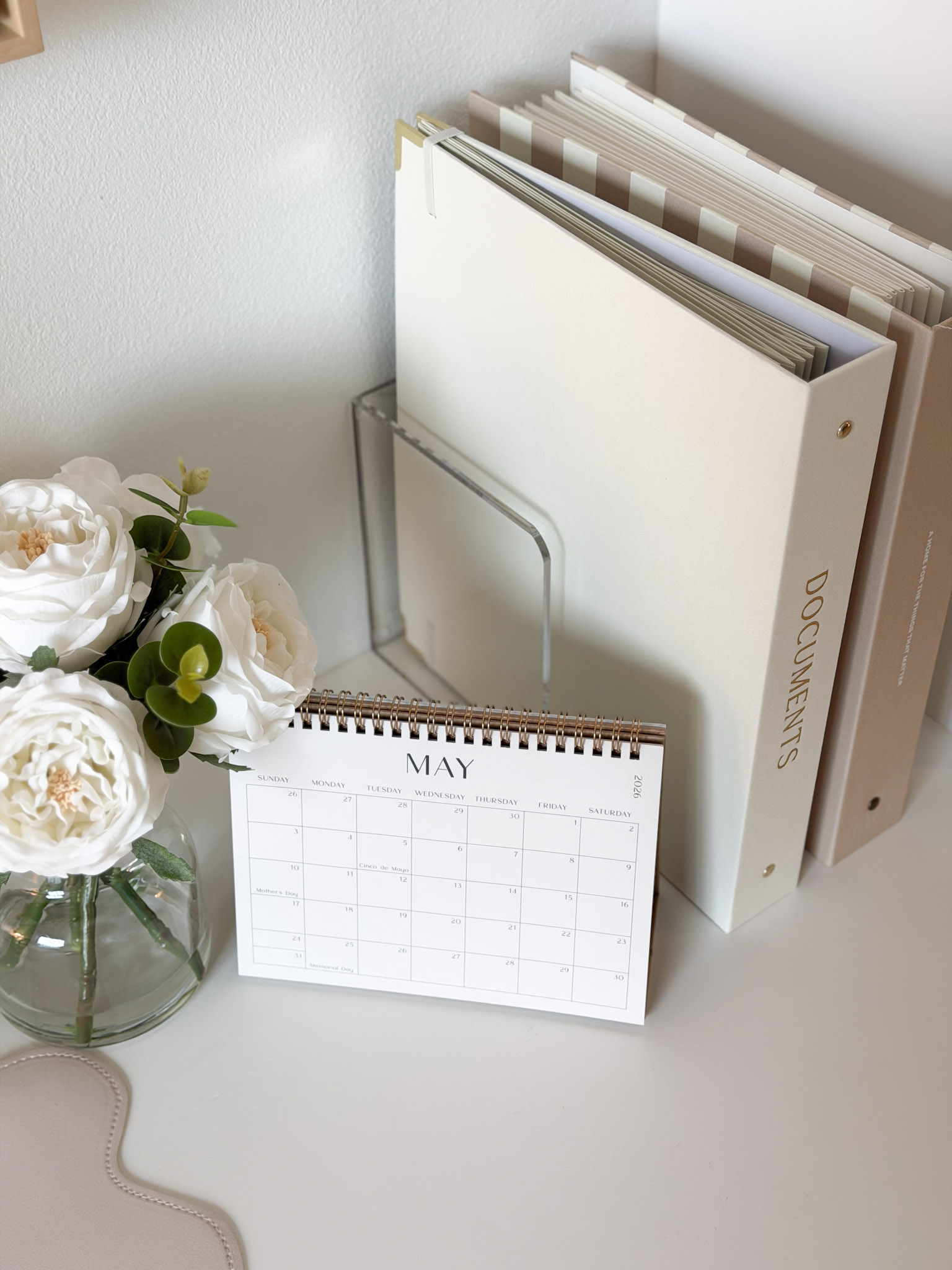 document binders on a desk