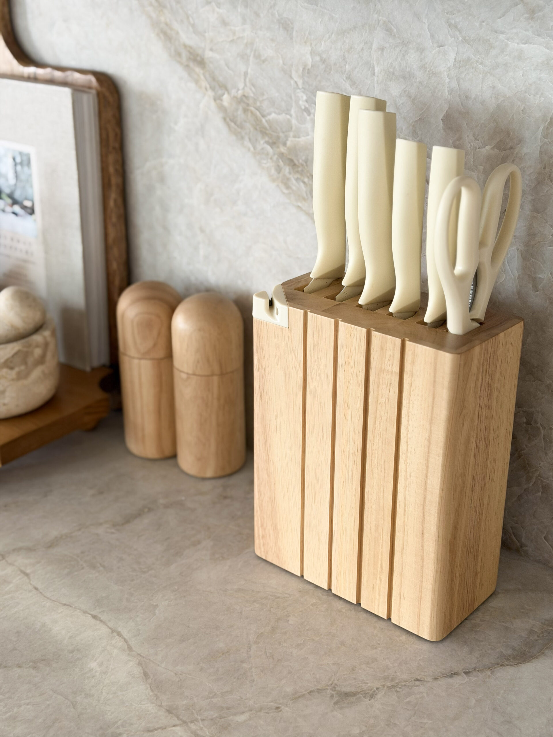 knife block set on countertop