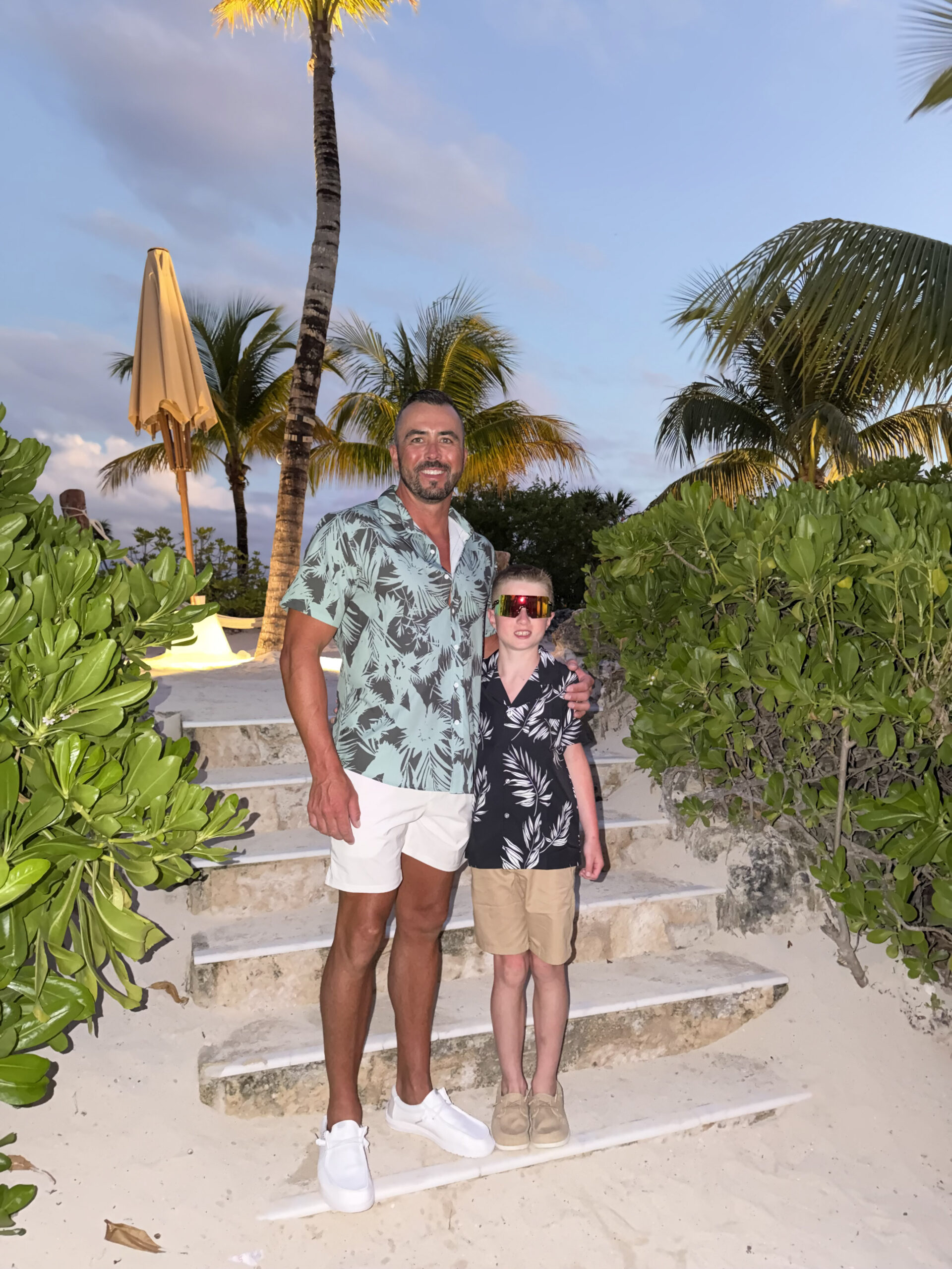 father and son on vacation