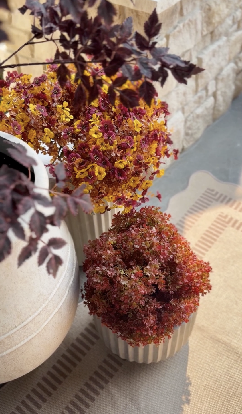 faux fall florals on porch