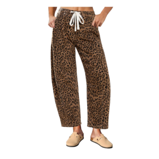 leopard print barrel pants