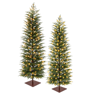 pre-lit evergreen trees
