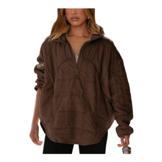 brown quilted pullover